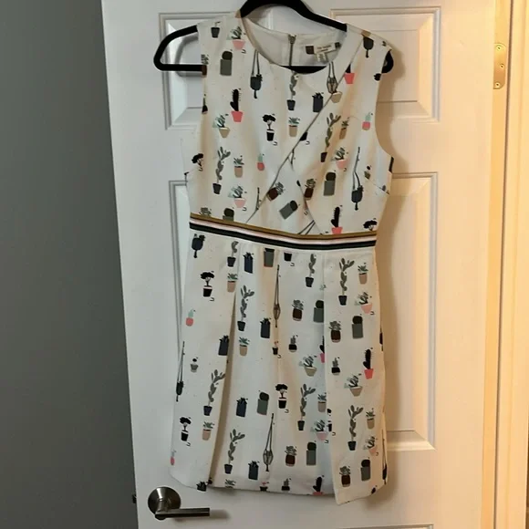 Ted Baker Tetro Cactus Print Dress Size 8 Sleeveless Succulents Plants Ted 3 - Picture 2 of 4